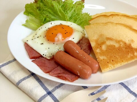 朝食 ホットケーキプレート ♪